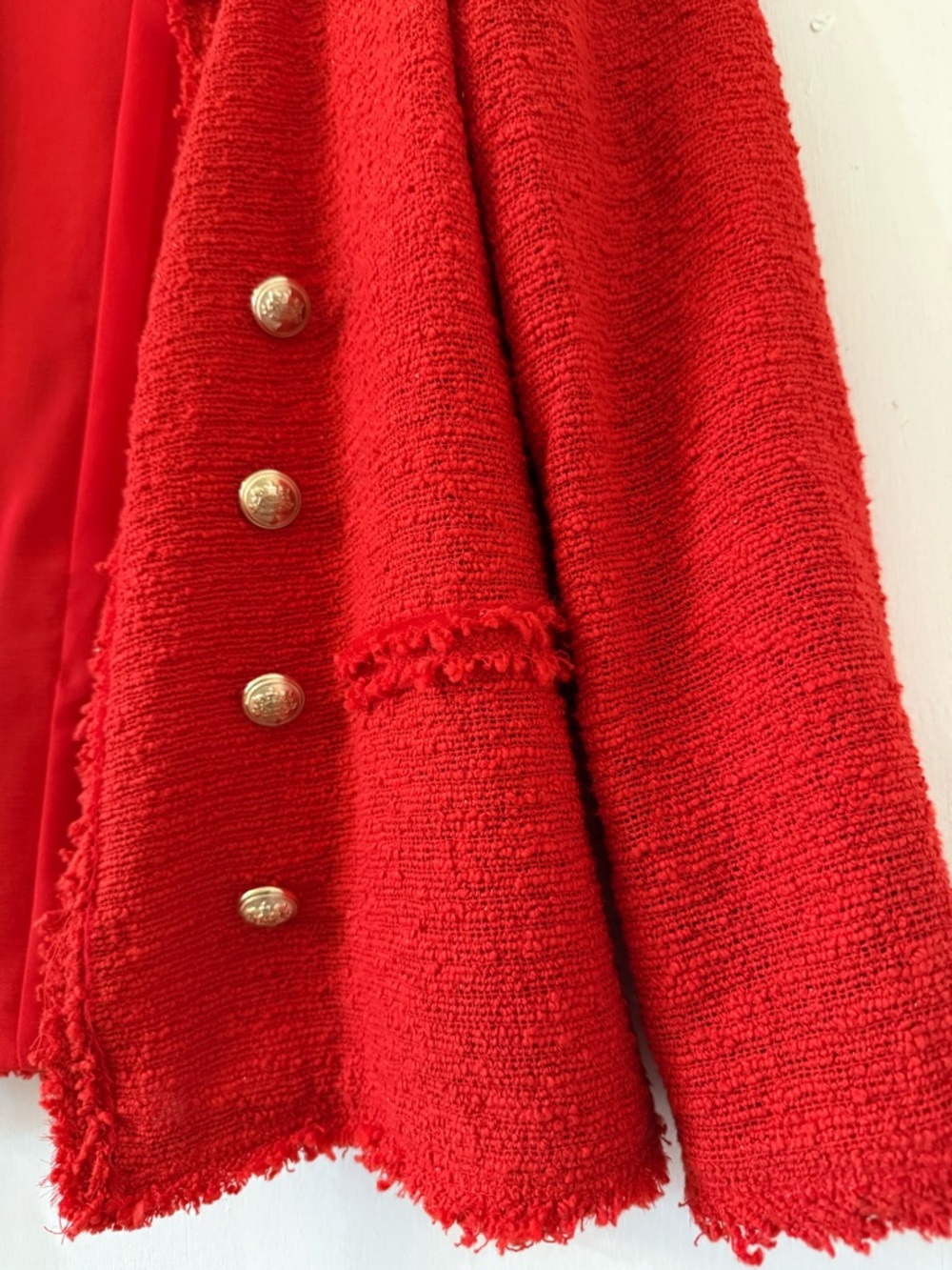 Zara Red Tweed Double-Breasted Blazer - Picture 2 of 3